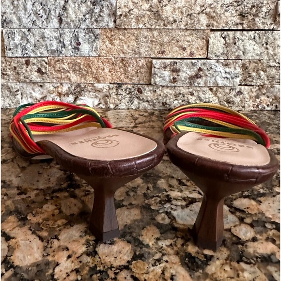 Brother Vellies Leather Slides Yellow * Green * Red Striped - Picture 7 of 10